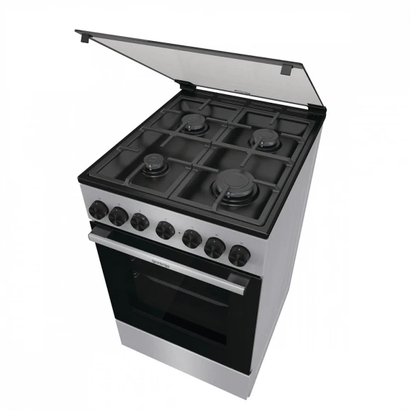 Плита Комбинированная Gorenje GK5B44SF серебристый (стеклянная крышка) реш.чугун Плита Комбинированная Gorenje GK5B44SF серебристый (стеклянная крышка) реш.чугун