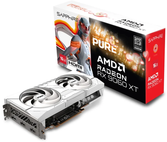 Видеокарта Sapphire PCI-E 5.0 11350-02-20G PURE AMD RADEON RX 9060 XT GAMING OC 16GB DUAL AMD Radeon RX 9060XT 16Gb 128bit GDDR6 2700/20000 HDMIx2 DPx1 HDCP Ret