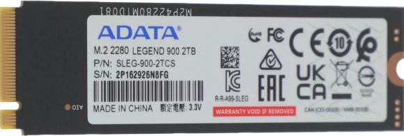 Накопитель SSD A-Data PCIe 4.0 x4 2TB SLEG-900-2TCS Legend 900 M.2 2280 Накопитель SSD A-Data PCIe 4.0 x4 2TB SLEG-900-2TCS Legend 900 M.2 2280