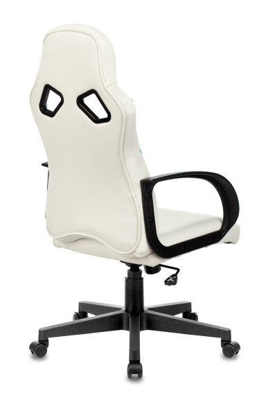 Кресло игровое Zombie RUNNER белый/голубой экокожа крестов. пластик