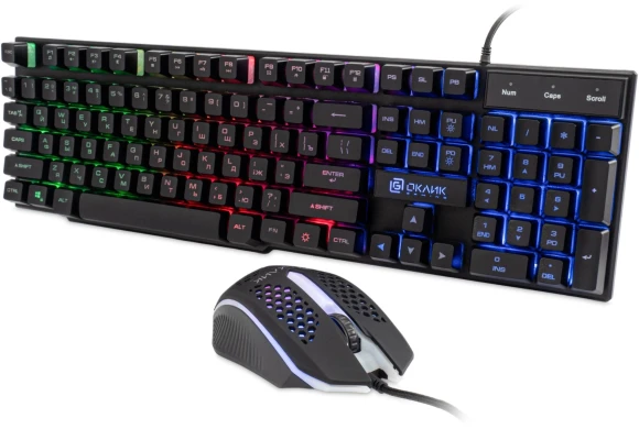 Клавиатура + мышь Оклик 400GMK клав:черный мышь:черный USB LED (1546779)