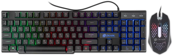 Клавиатура + мышь Оклик 400GMK клав:черный мышь:черный USB LED (1546779)
