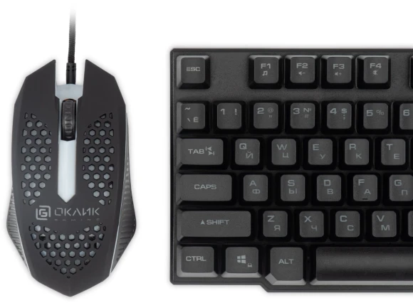 Клавиатура + мышь Оклик 400GMK клав:черный мышь:черный USB LED (1546779)