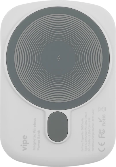 Мобильный аккумулятор Vipe Jake 5000mAh PD 20W 3A USB-C беспров.зар. белый (VPPBJAKE5KSTWH)