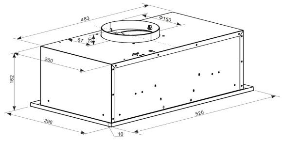 Вытяжка встраиваемая Oasis UNC-50B (FR) черный управление: кнопочное (1 мотор)