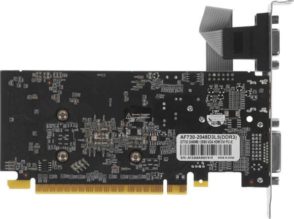 Видеокарта Afox PCI-E 2.0 AF730-2048D3L5 NVIDIA GeForce GT 730 2Gb 64bit GDDR3 900/1333 DVIx1 HDMIx1 CRTx1 HDCP Ret low profile Видеокарта Afox PCI-E 2.0 AF730-2048D3L5 NVIDIA GeForce GT 730 2Gb 64bit GDDR3 900/1333 DVIx1 HDMIx1 CRTx1 HDCP Ret low profile