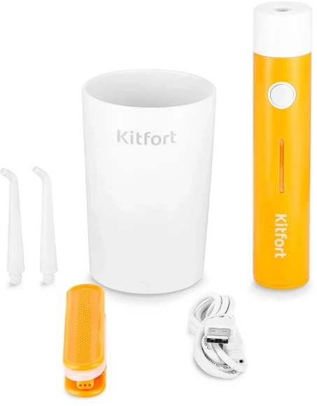 Ирригатор Kitfort КТ-2957-4 портатив. импульсн. 2насад. оранжевый/белый