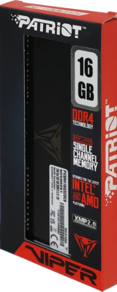 Память DDR4 16GB 3200MHz Patriot PVSR416G320C8 Viper Steel RGB RTL Gaming PC4-25600 CL18 DIMM 288-pin 1.35В dual rank с радиатором Ret Память DDR4 16GB 3200MHz Patriot PVSR416G320C8 Viper Steel RGB RTL Gaming PC4-25600 CL18 DIMM 288-pin 1.35В dual rank с радиатором Ret