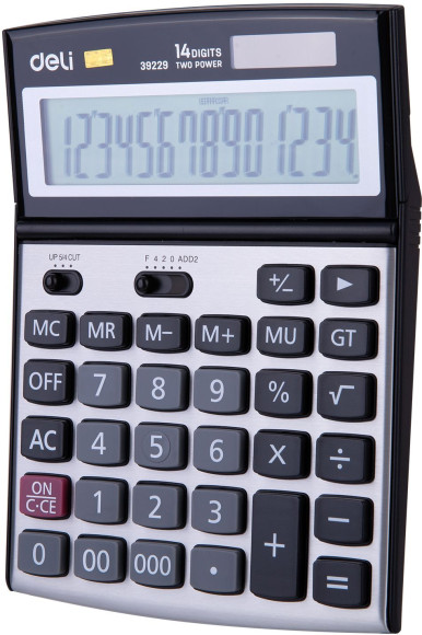 Калькулятор настольный Deli E39229 серебристый 14-разр. Калькулятор настольный Deli E39229 серебристый 14-разр.