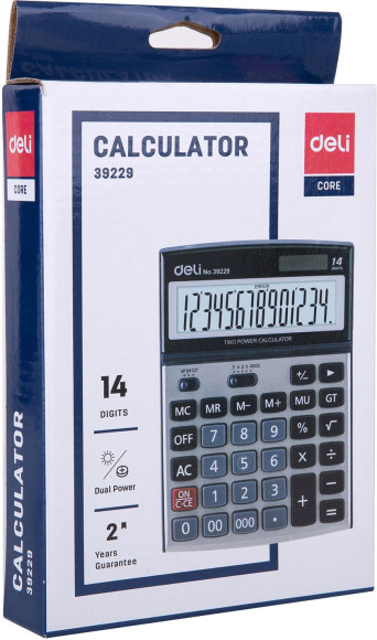 Калькулятор настольный Deli E39229 серебристый 14-разр. Калькулятор настольный Deli E39229 серебристый 14-разр.