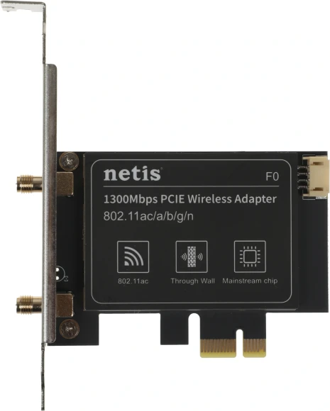 Сетевой адаптер Wi-Fi Netis F0 AC1300 PCI Express (ант.внеш.съем) 2ант. Сетевой адаптер Wi-Fi Netis F0 AC1300 PCI Express (ант.внеш.съем) 2ант.