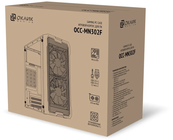 Корпус Оклик OCC-MN302F белый без БП mATX 1xUSB2.0 1xUSB3.0 audio Корпус Оклик OCC-MN302F белый без БП mATX 1xUSB2.0 1xUSB3.0 audio