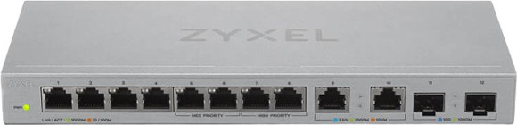Коммутатор Zyxel XGS1010-12-ZZ0102F (L2) 8x1Гбит/с 2x2.5Гбит/с 2SFP+ неуправляемый Коммутатор Zyxel XGS1010-12-ZZ0102F (L2) 8x1Гбит/с 2x2.5Гбит/с 2SFP+ неуправляемый