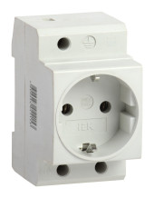Розетка силов. IEK РАр10-3-ОП MRD10-16 одинар. DIN - рейка зазем. IP20 белый