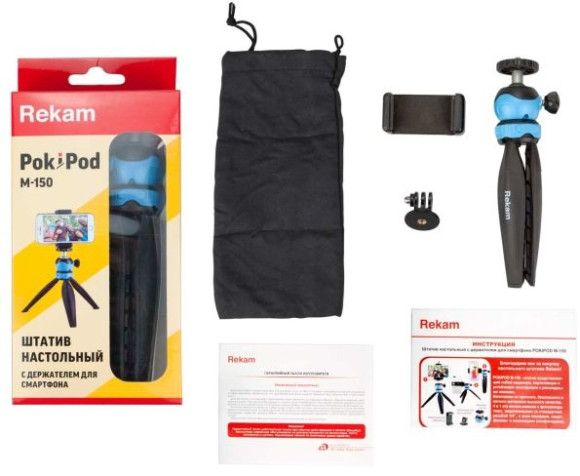 Штатив Rekam Pokipod M-150 настольный черный пластик/металл (143гр.) Штатив Rekam Pokipod M-150 настольный черный пластик/металл (143гр.)