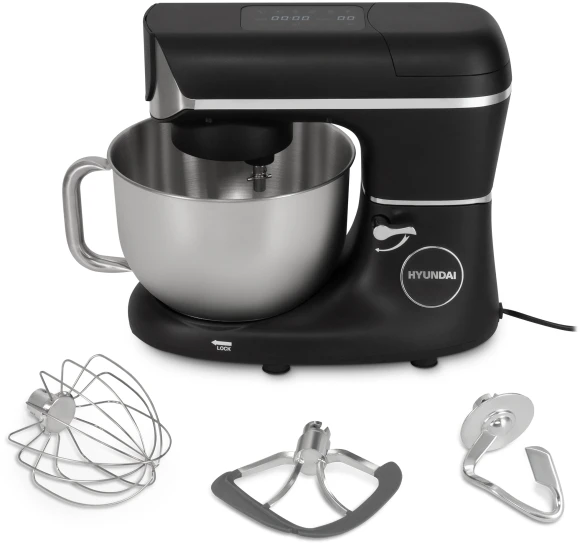 Кухонная машина Hyundai HYM-S8591 планетар.вращ. 1500Вт черный/серебристый