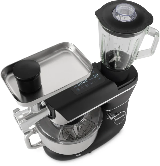 Кухонная машина Hyundai HYM-S8591 планетар.вращ. 1500Вт черный/серебристый