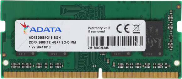 Память DDR4 4Gb 2666MHz A-Data AD4S26664G19-BGN OEM PC4-21300 CL19 SO-DIMM 260-pin 1.2В single rank OEM