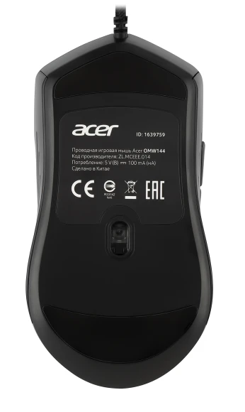 Мышь Acer OMW144 черный оптическая 7200dpi USB 7but (ZL.MCEEE.014)