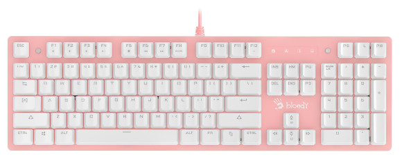 Клавиатура A4Tech B800 Dual Color механическая белый/белый USB for gamer LED (B800 PINK) кабель 1.8м