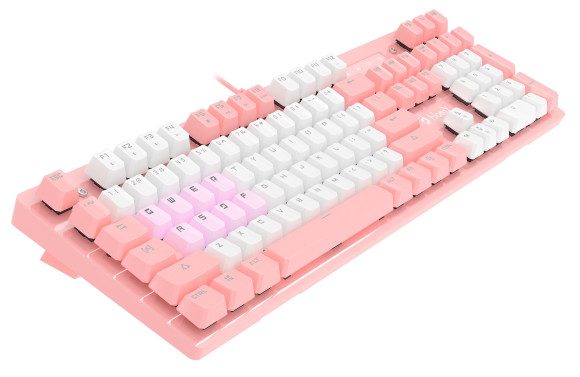 Клавиатура A4Tech B800 Dual Color механическая белый/белый USB for gamer LED (B800 PINK) кабель 1.8м