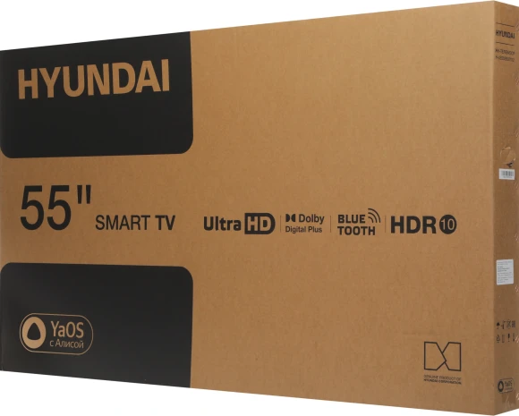 Телевизор LED Hyundai 55" H-LED55BU7012 YaOS Frameless черный/черный 4K Ultra HD 60Hz DVB-T DVB-T2 DVB-C DVB-S DVB-S2 USB WiFi Smart TV