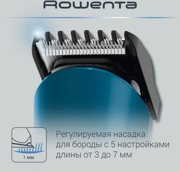 Триммер Rowenta Jungle TN8908F0 черный/бирюзовый (насадок в компл:3шт)