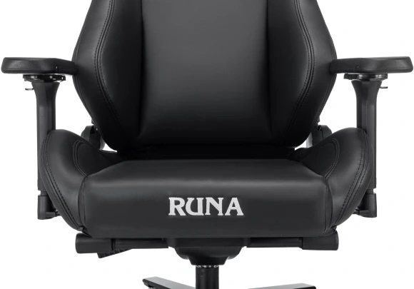 Кресло игровое Knight Runa черный экокожа с подголов. крестов. металл