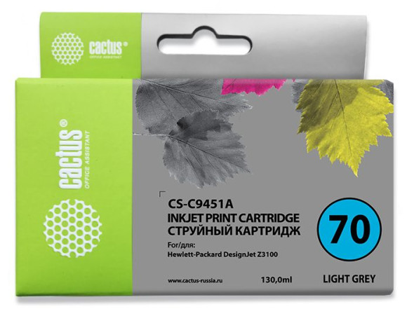 Картридж струйный Cactus CS-C9451A №70 св.сер.пигм. (130мл) для HP DJ Z3100 с чипом