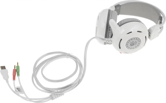 Наушники с микрофоном A4Tech Bloody G300 белый/серый 1.8м мониторные оголовье (G300 WHITE+GREY)