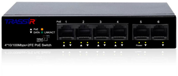 Коммутатор Trassir TR-NS1106-60-4POE 6x100Мбит/с 4PoE 60W неуправляемый