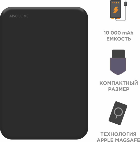 Мобильный аккумулятор Solove W12 5000mAh QC3.0/PD3.0 20W 3A USB-C беспров.зар. черный (W12 BLACK RUS)