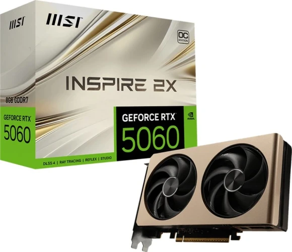 Видеокарта MSI PCI-E 5.0 RTX 5060 8G INSPIRE 2X OC NVIDIA GeForce RTX 5060 8Gb 128bit GDDR7 2535/28000 HDMIx1 DPx3 HDCP Ret
