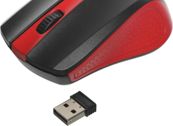 Мышь Оклик 485MW черный/красный оптическая 1600dpi беспров. USB для ноутбука 3but (997828)