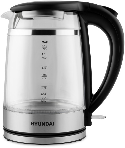 Чайник электрический Hyundai HYK-G3036 1.7л. 2200Вт черный/прозрачный корпус: стекло/пластик Чайник электрический Hyundai HYK-G3036 1.7л. 2200Вт черный/прозрачный корпус: стекло/пластик
