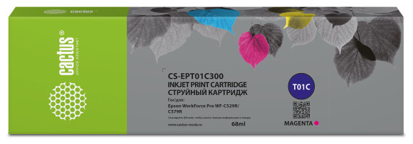 Картридж струйный Cactus CS-EPT01C300 T01C3 пурп.пигм. (68мл) для Epson WorkForce Pro WF-C529RDTW/C579RD2TWF/C579RDTWF Pro с чипом