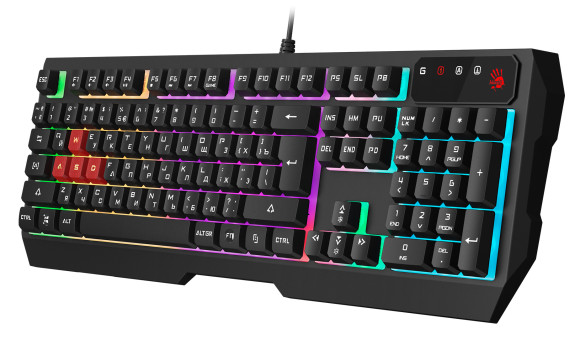 Клавиатура A4Tech B135N черный USB for gamer LED (подставка для запястий) кабель 1.8м