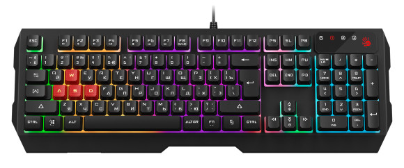 Клавиатура A4Tech B135N черный USB for gamer LED (подставка для запястий) кабель 1.8м