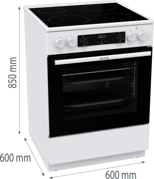 Плита Электрическая Gorenje GEC6C40WD белый стеклокерамика (без крышки)