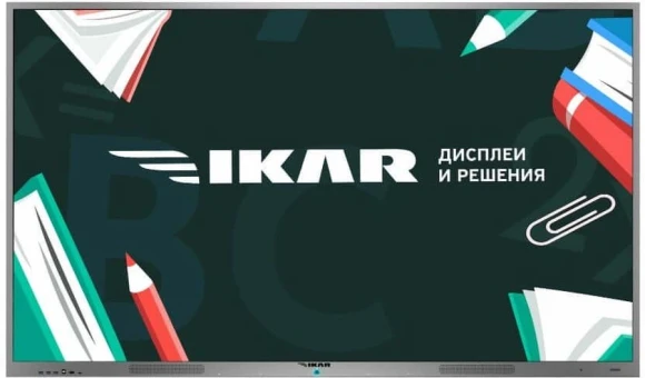 Панель Ikar 65" ИП 65-214-410 (OPS i3/8/128) черный IPS LED 8ms 16:9 DVI HDMI M/M матовая 1200:1 400cd 178гр/178гр 3840x2160 VGA DP SPDIF UHD USB 51кг (RUS)