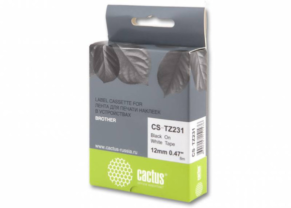 Картридж ленточный Cactus CS-TZ231 TZe-231 черный на белом 12x8 для Brother 1010/1280/1280VP/2700VP Картридж ленточный Cactus CS-TZ231 TZe-231 черный на белом 12x8 для Brother 1010/1280/1280VP/2700VP