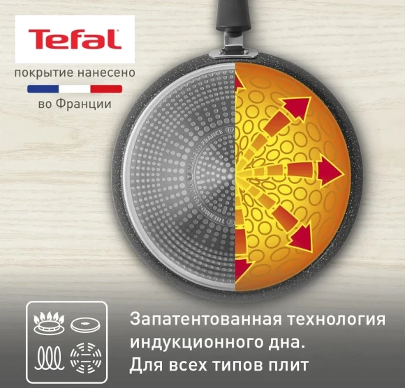 Сковорода блинная Tefal Rock 04235525 круглая 25см покрытие: Mineralia ручка несъемная (без крышки) черный Сковорода блинная Tefal Rock 04235525 круглая 25см покрытие: Mineralia ручка несъемная (без крышки) черный