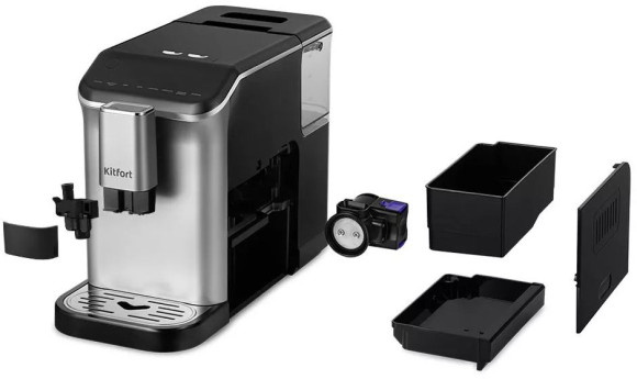 Кофемашина Kitfort КТ-7166 1350Вт черный/нержавеющая сталь