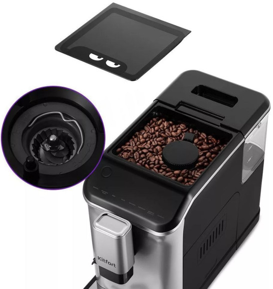 Кофемашина Kitfort КТ-7166 1350Вт черный/нержавеющая сталь
