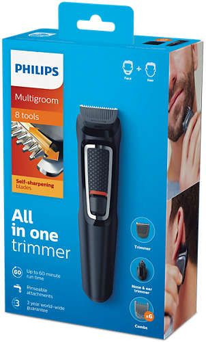 Триммер Philips MG3730/15 черный (насадок в компл:8шт) Триммер Philips MG3730/15 черный (насадок в компл:8шт)
