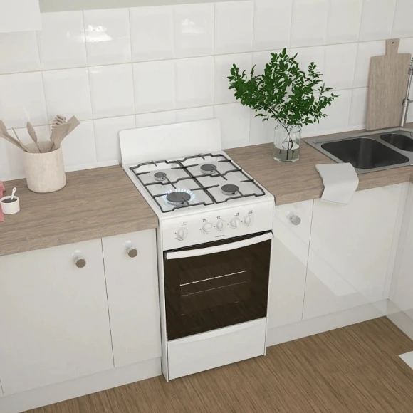 Плита Газовая Darina 1A GM341 001 W белый (без крышки) реш.сталь Плита Газовая Darina 1A GM341 001 W белый (без крышки) реш.сталь