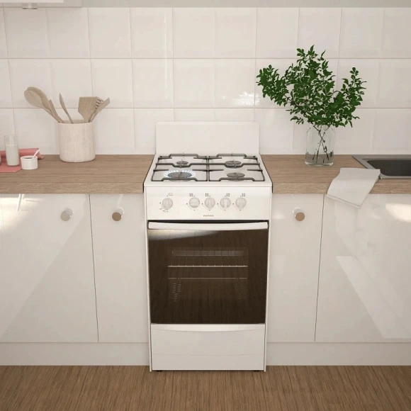 Плита Газовая Darina 1A GM341 001 W белый (без крышки) реш.сталь Плита Газовая Darina 1A GM341 001 W белый (без крышки) реш.сталь