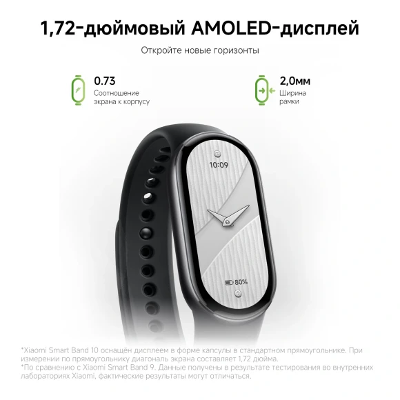 Фитнес-трекер Xiaomi Smart Band 10 AMOLED корп.:серебристый рем.:серый (BHR07PSGL)