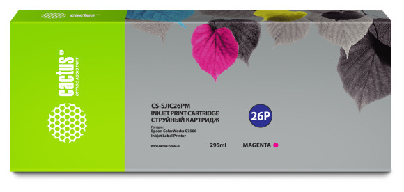 Картридж струйный Cactus CS-SJIC26PM C33S020620 пурпурный (295мл) для Epson ColorWorks TM-C7500 с чипом