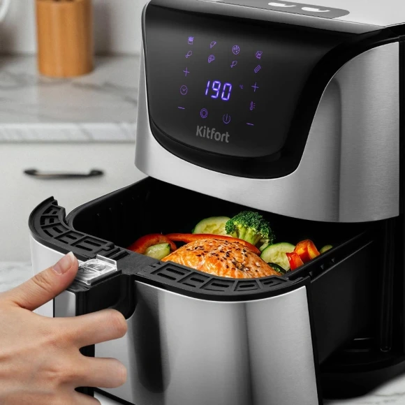 Аэрогриль Kitfort КТ-2232 1700Вт серебристый/черный Аэрогриль Kitfort КТ-2232 1700Вт серебристый/черный